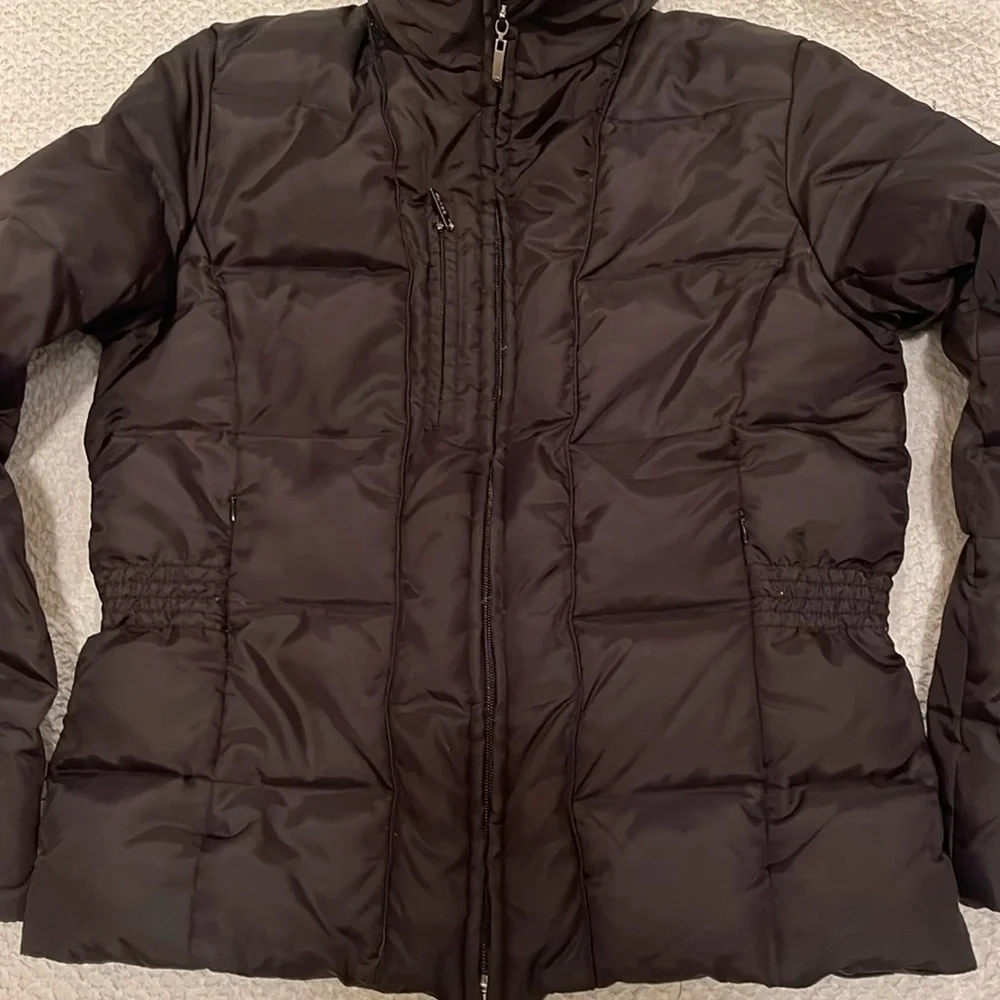 Oscar de la Renta Women's Front Zip Down Puffer Jacket Size Medium Black Winter - Picture 4 of 10